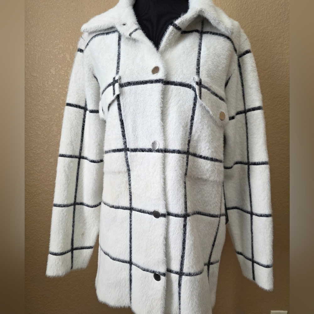 Rachel Zoe‎ White and Black Plaid Jacket